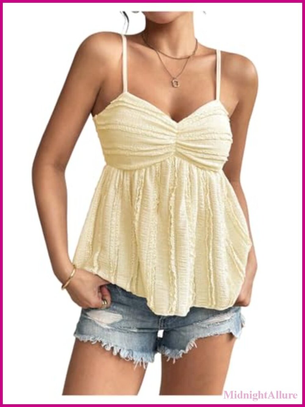 Cute Peplum Babydoll Summer Cami Tank Top Sleeveless Adjustable Straps
